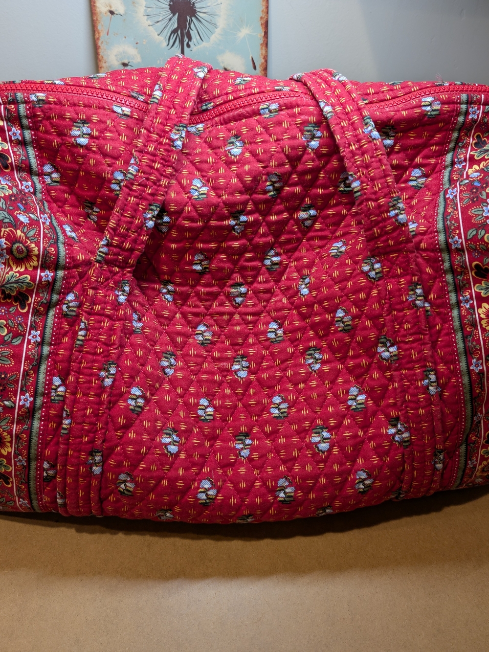 Vintage Vera Bradley Quilted Red Floral Tote Bag - Women